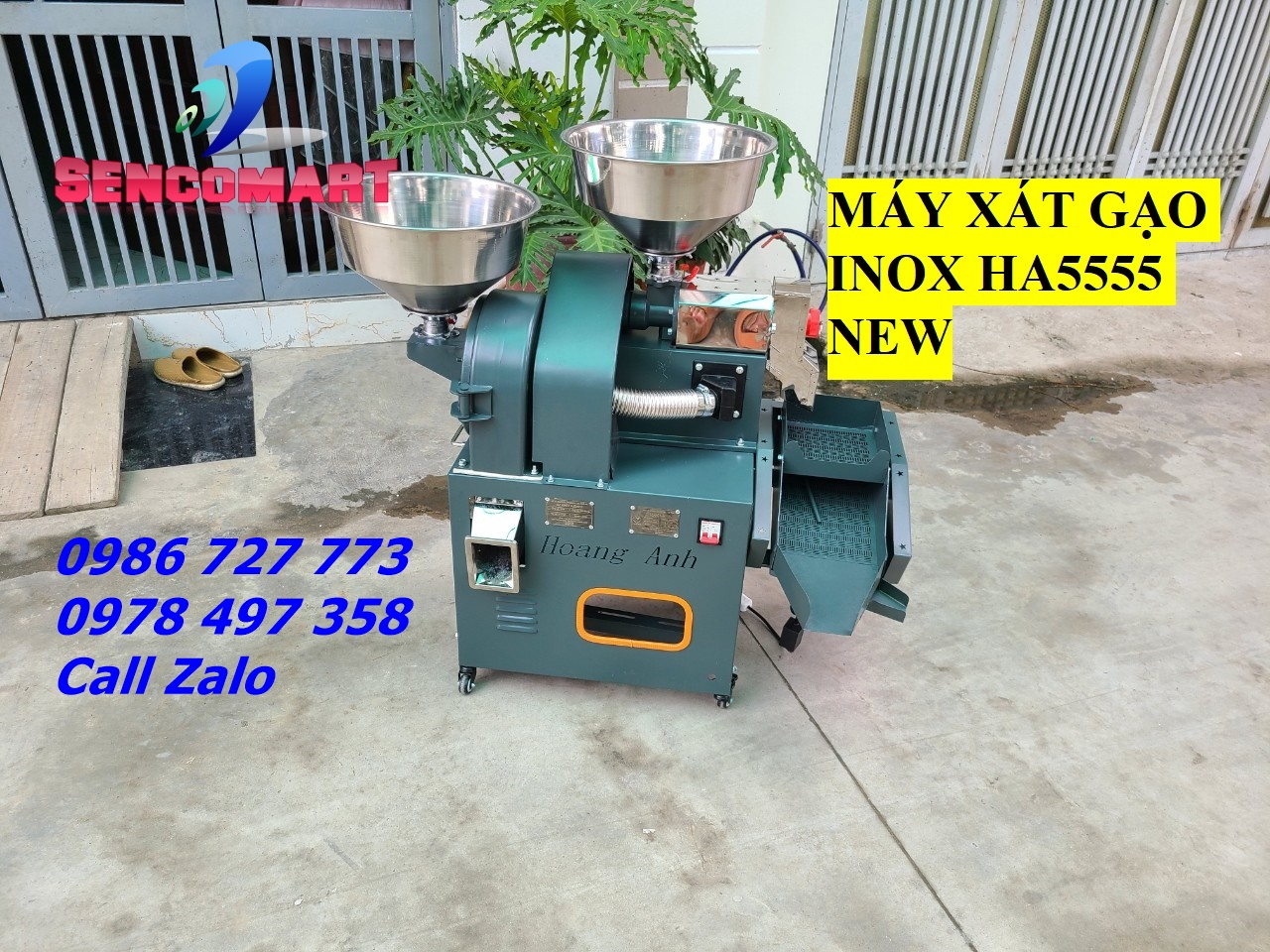Máy xát gạo inox VIP Hoàng Anh 5555 new