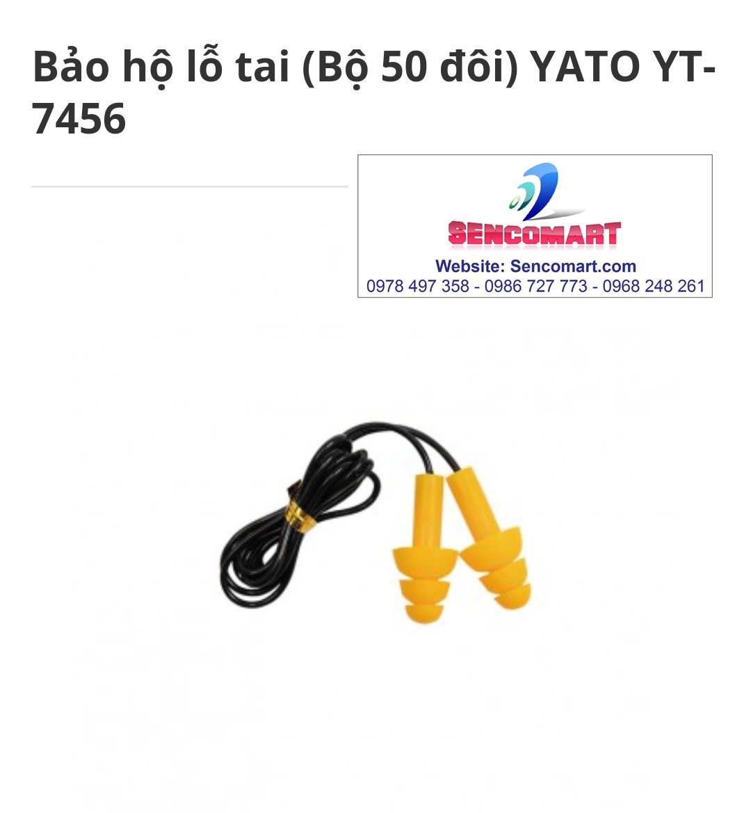 Nút bảo hộ lỗ tai giảm âm YATO YT-7456 ( 50 đôi)