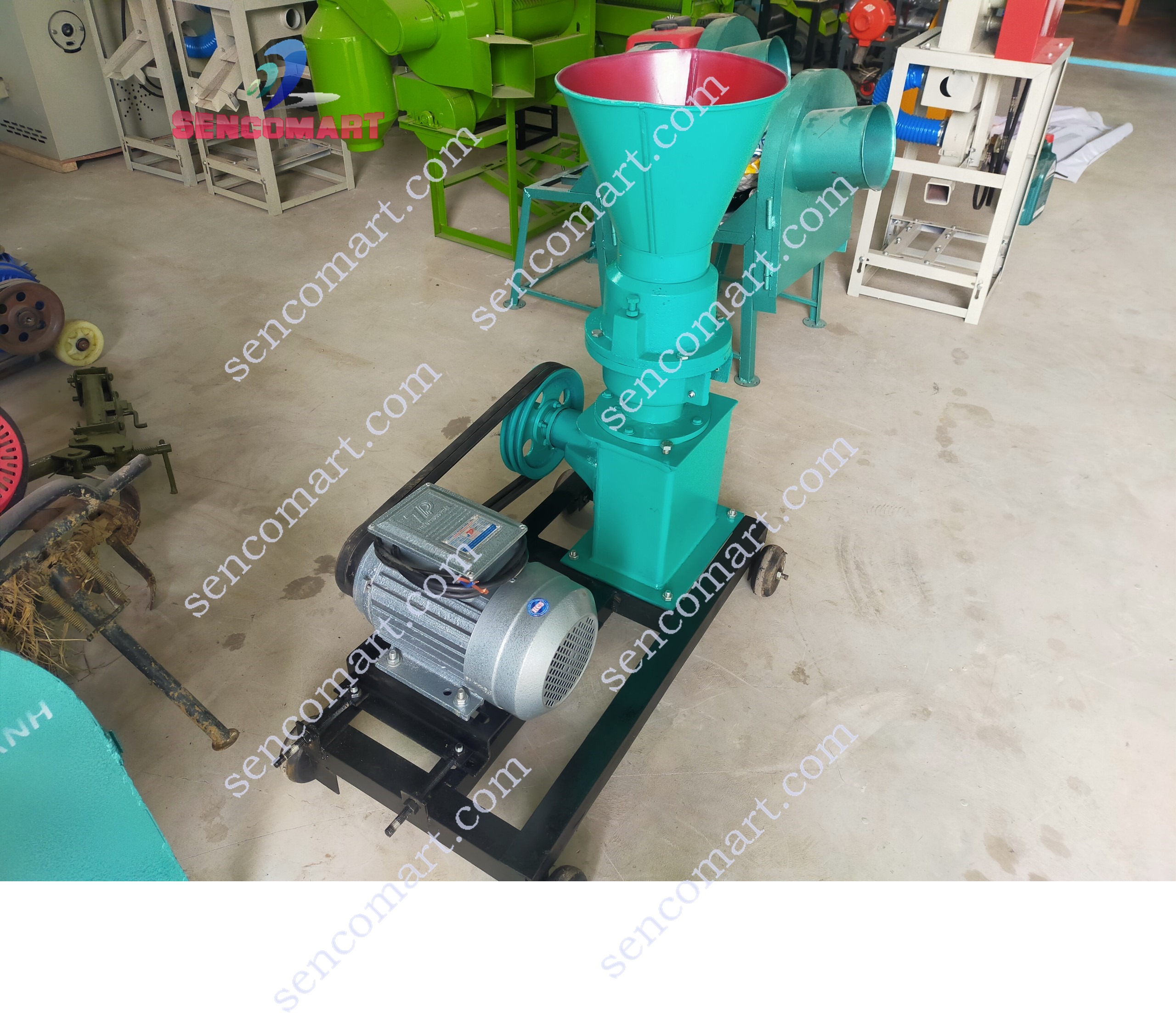 Máy ép cám viên trục đứng chạy dây curoa S180, Máy ép thức ăn chăn nuôi