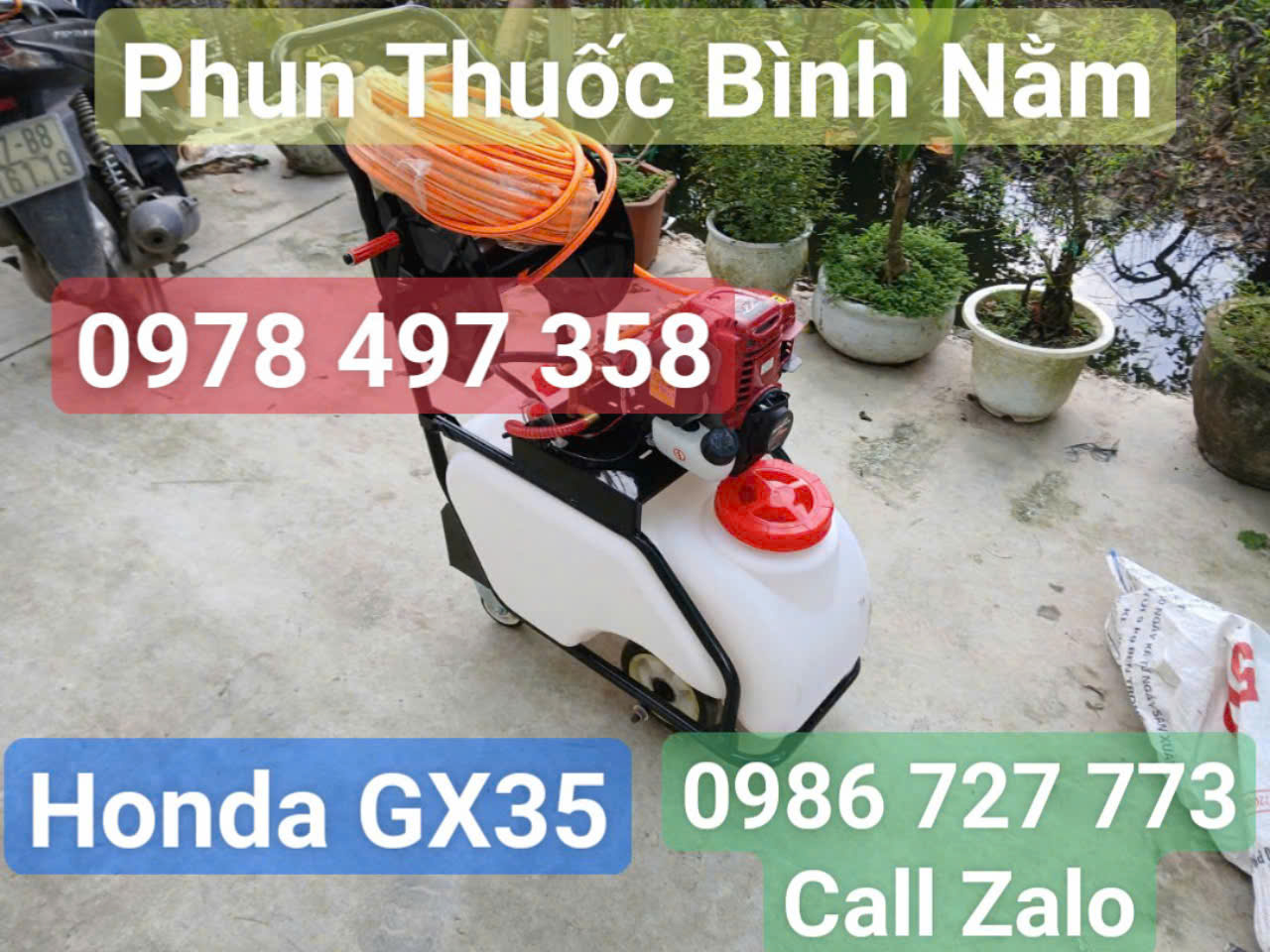 BÌNH PHUN THUỐC XE ĐẨY 50L HONDA GX35 LOẠI BÌNH NẰM