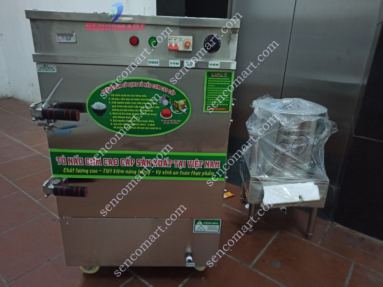 Tủ Nấu Cơm Công Nghiệp Bằng Điện 6 Khay Có Đồng Hồ Đo Nhiệt Hàng Việt Nam Chất Lượng Cao