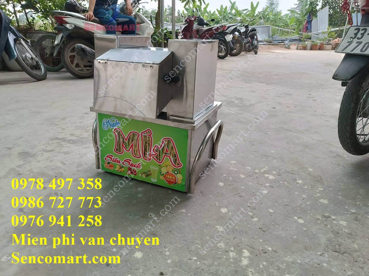 Máy ép nước mía 2 cây 1 lần 100% inox