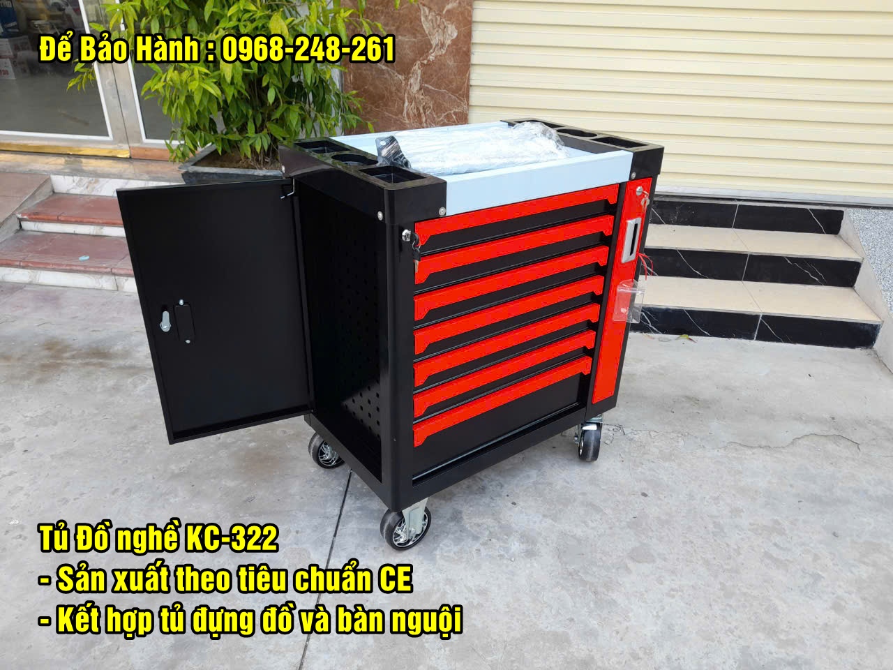 TỦ ĐỰNG ĐỒ NGHỀ CAO CẤP 7 NGĂN KC-322 CÓ NGĂN KÉO VÀ CÁNH BÊN TRÁI