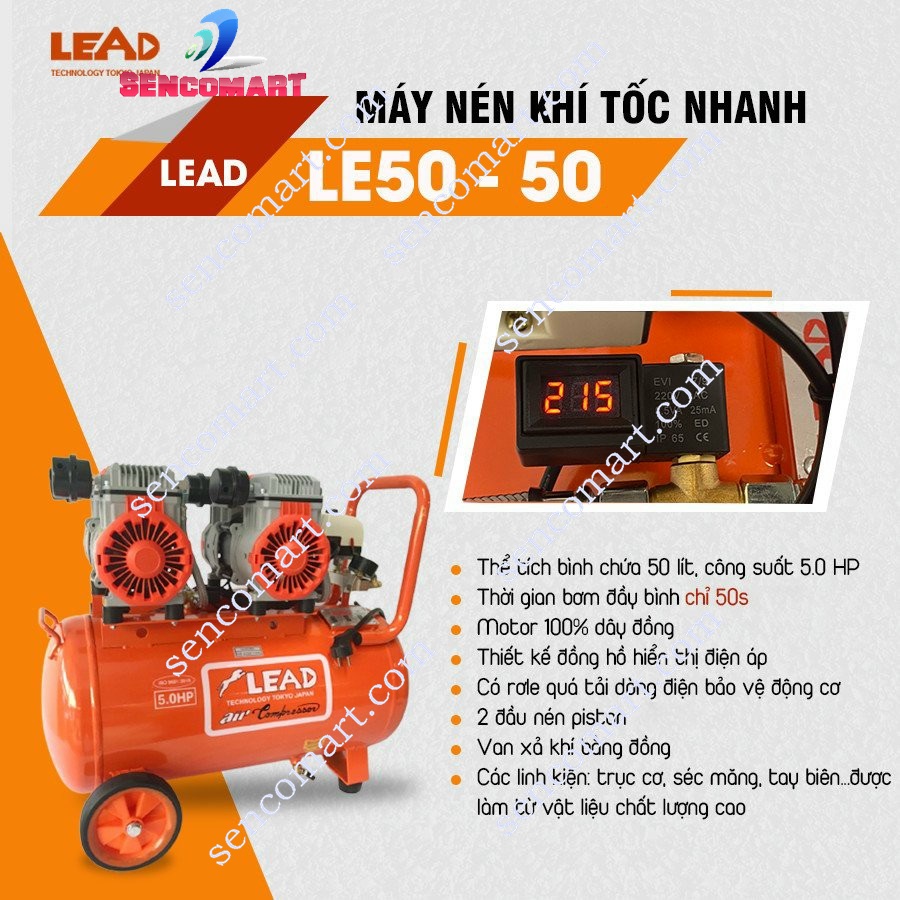 Máy Nén Khí Không Dầu Giảm Âm Lead 50L LE 50-50