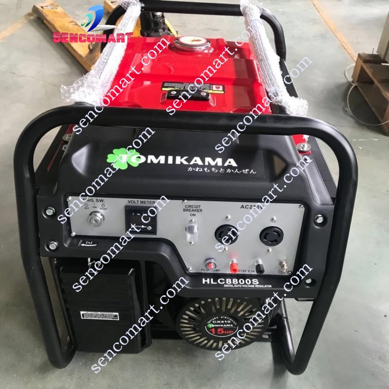 Máy Phát Điện Chạy Xăng Tomikama 8800 Có Bánh Xe Di Chuyển