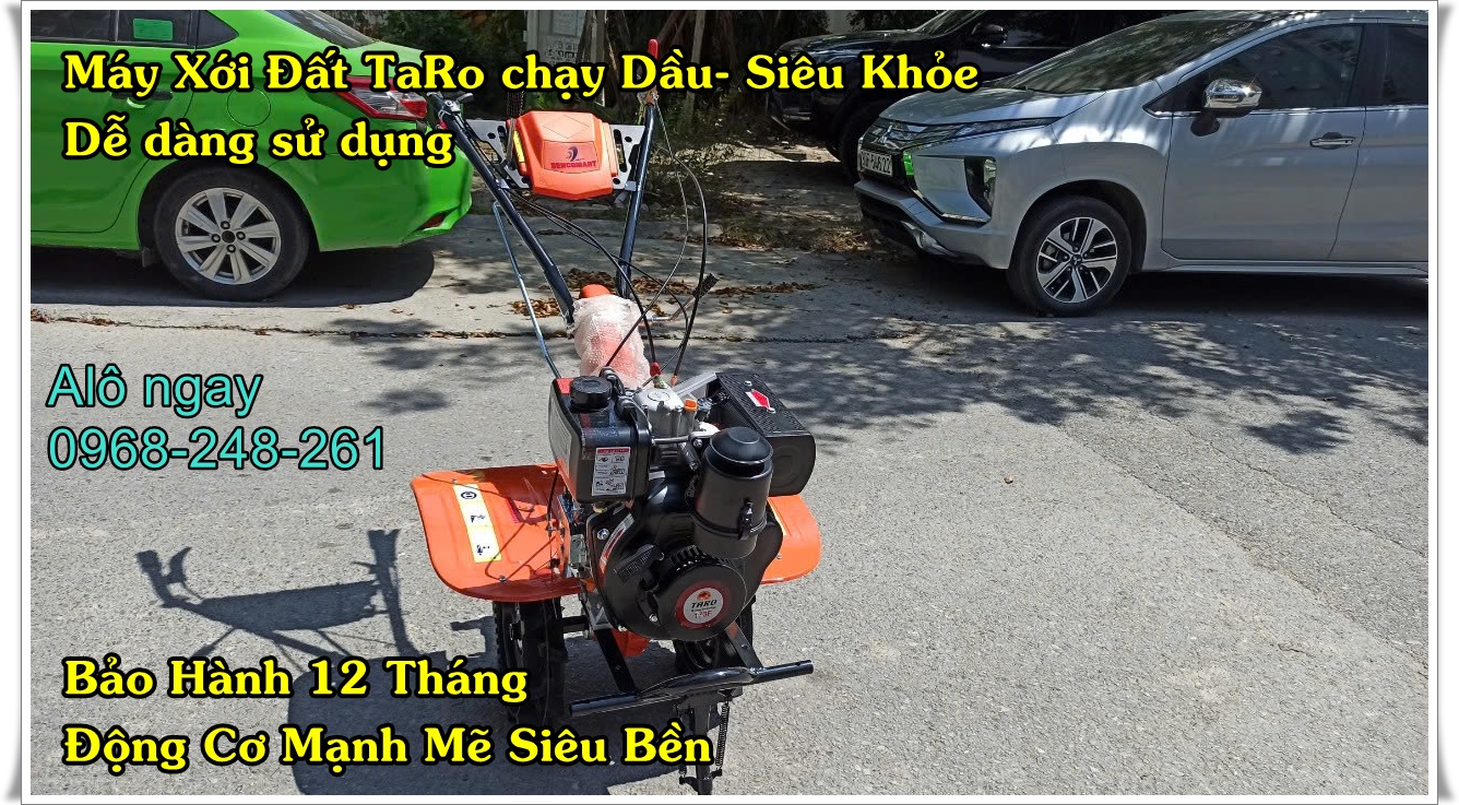 Máy cày mini, máy xới đất chạy dầu TARO 178 F, hàng chất lượng cao