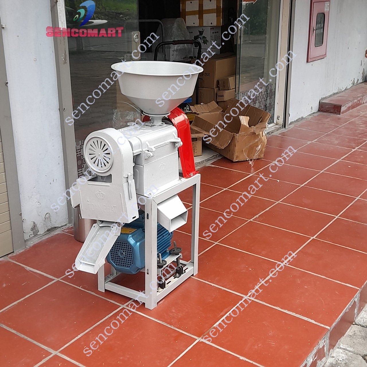 Máy xát lúa, xát gạo mini gia đình Sencomart. Máy xát gạo đơn TF888