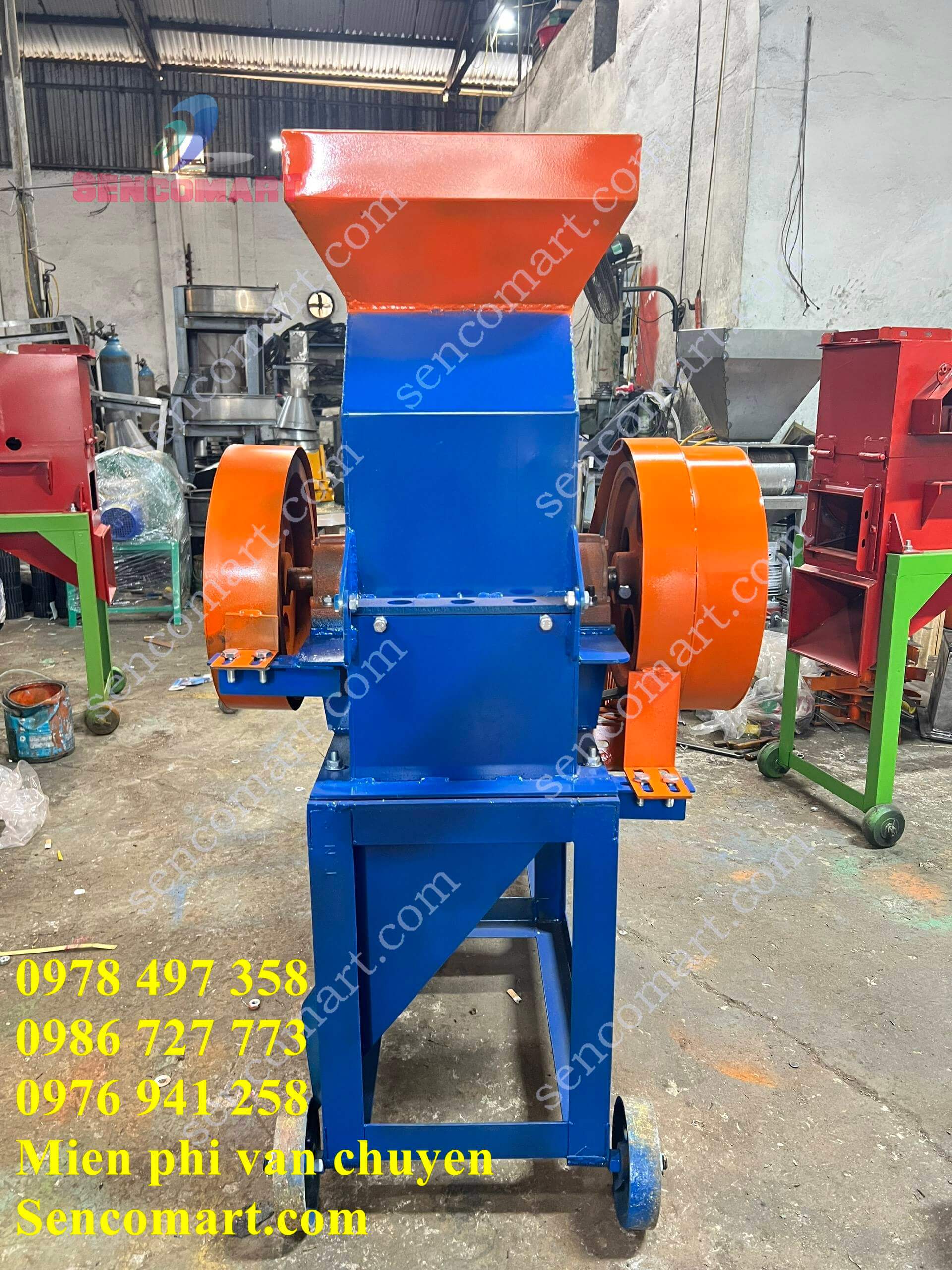 Máy nghiền xơ dừa công nghệ mới dây curoa kéo bánh đà, 4,67HP